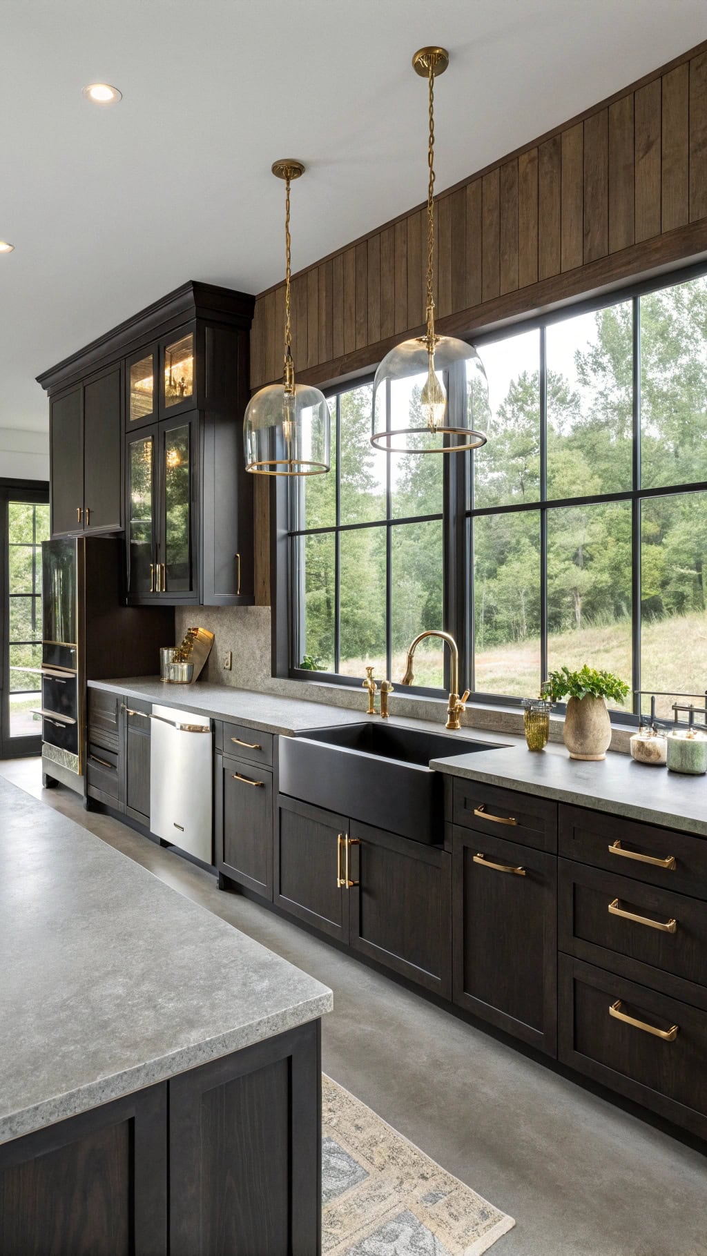 ebony cabinets concrete elegance