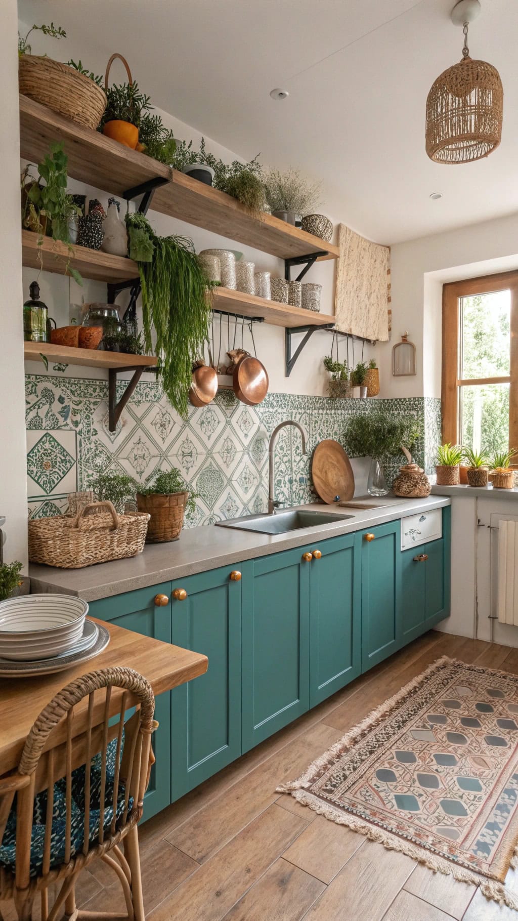 eclectic teal kitchen vibes