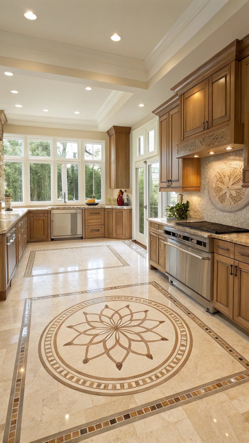 elegant beige mosaic medallion