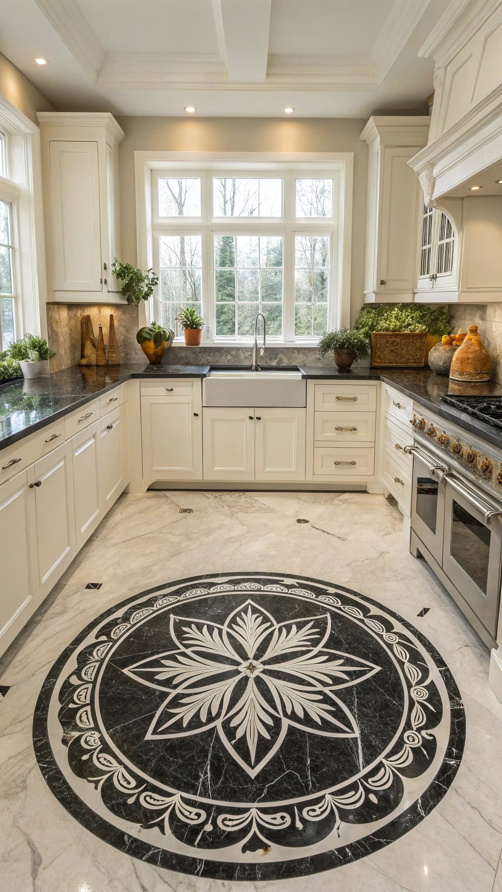 elegant black marble medallions
