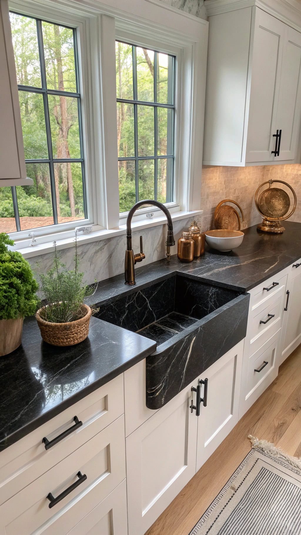 elegant black marble sink