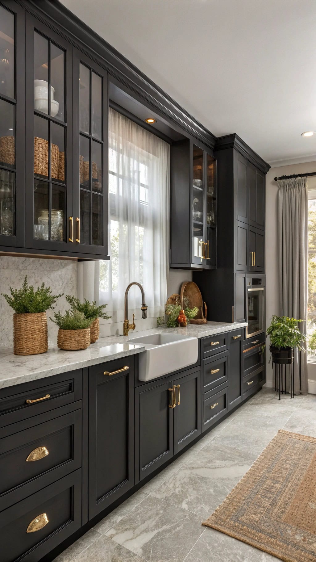 elegant black panel cabinets