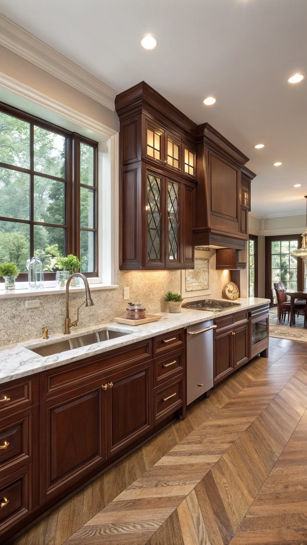 elegant cherry mahogany kitchen design