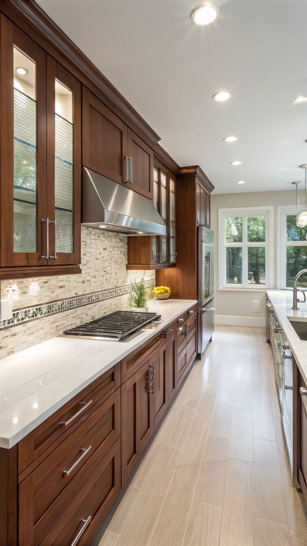 elegant cherry quartz kitchen design