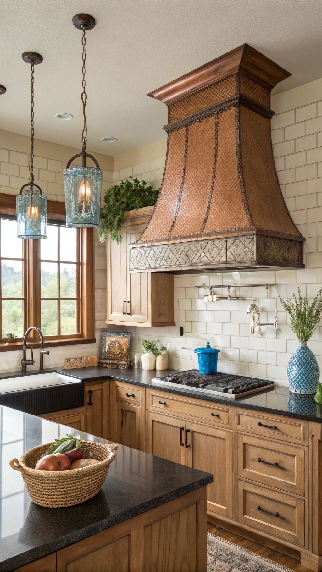 elegant copper kitchen centerpiece
