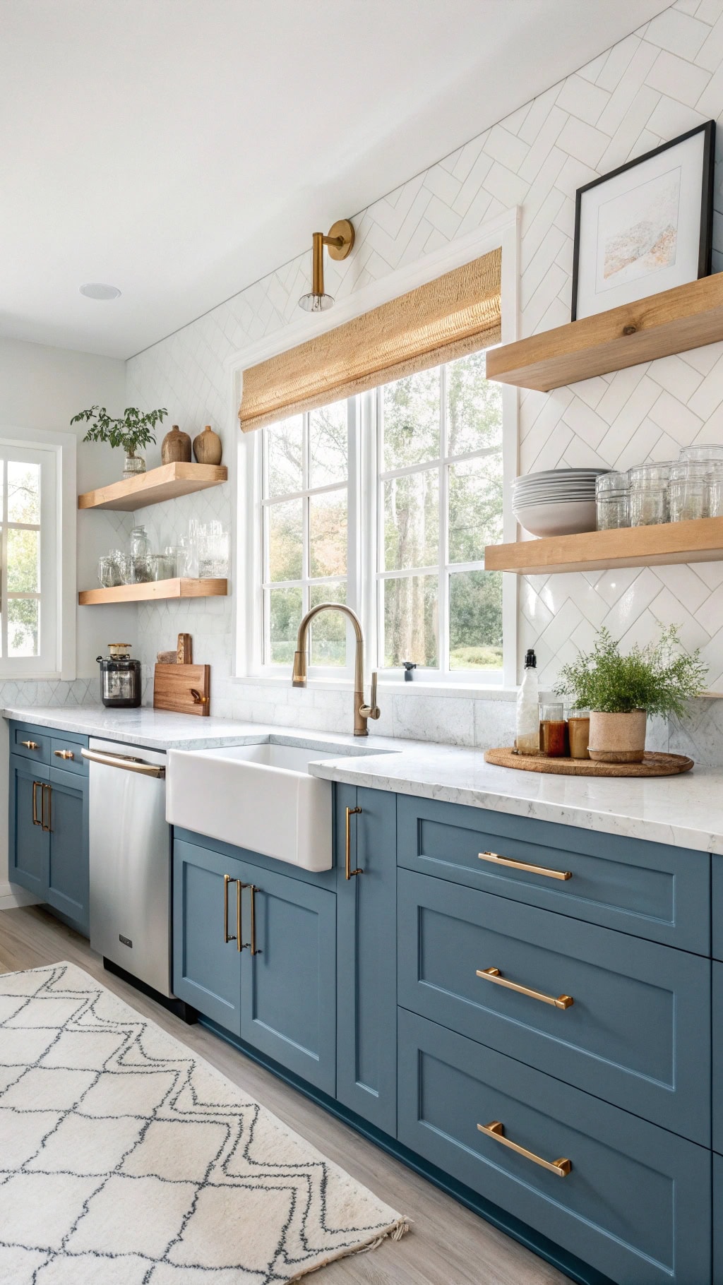 elegant french blue kitchen