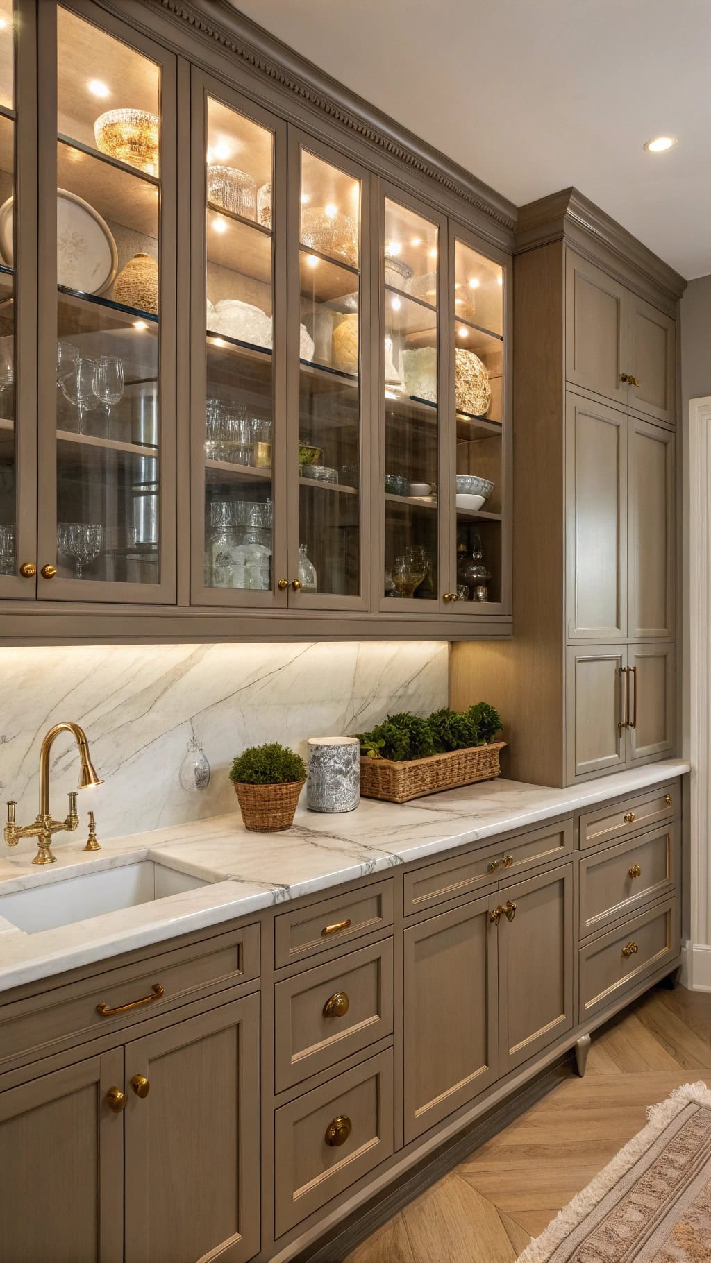 elegant glass front storage
