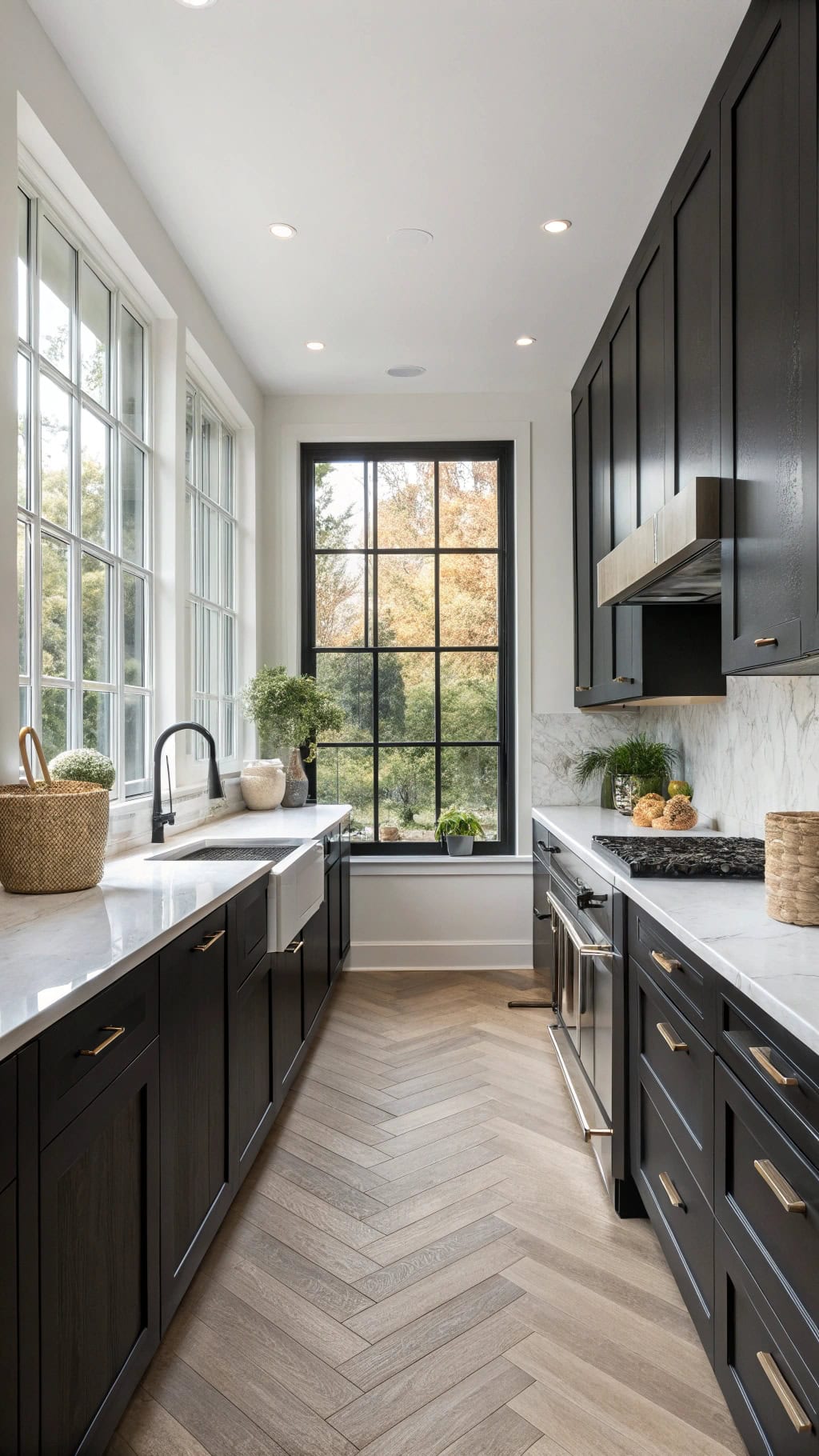 elegant herringbone oak flooring