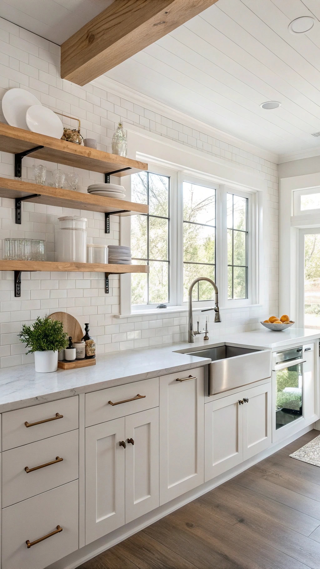 elegant light oak shelves
