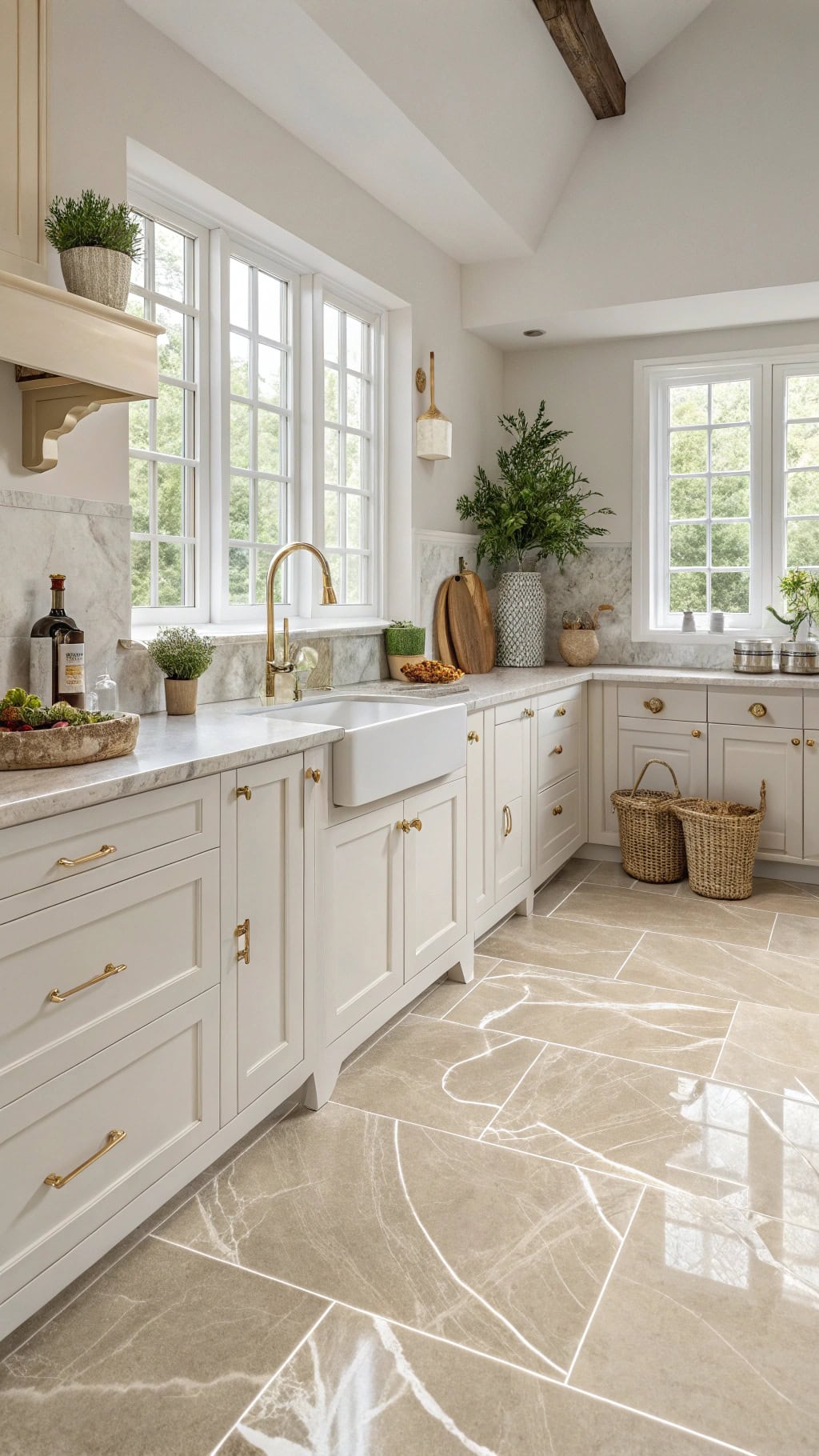 elegant neutral marble tiles