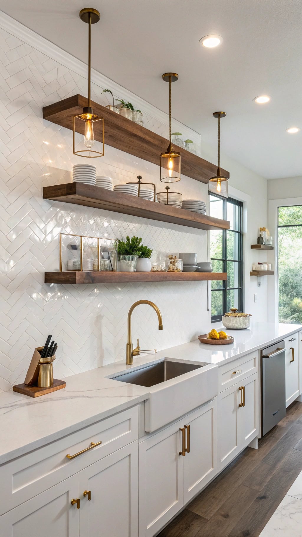 elegant suspended shelving design