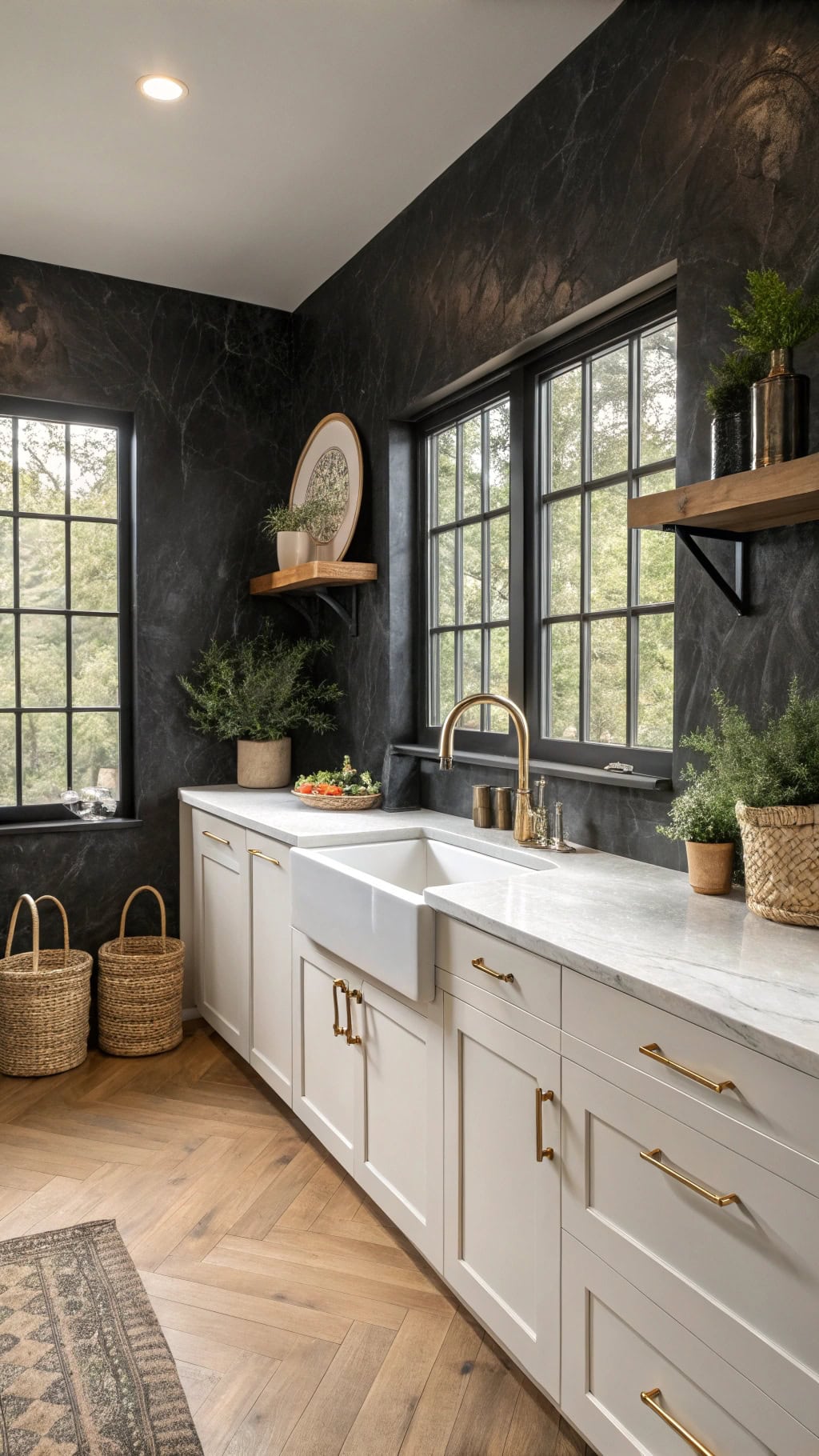 elegant textured black walls