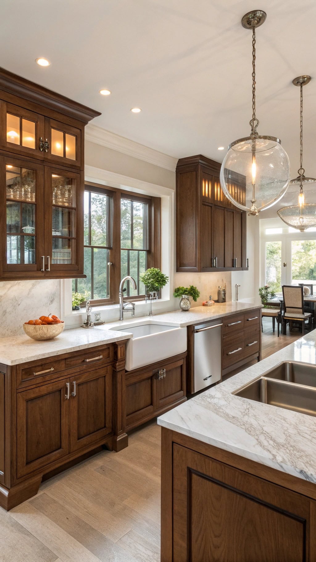 elegant walnut shaker cabinets