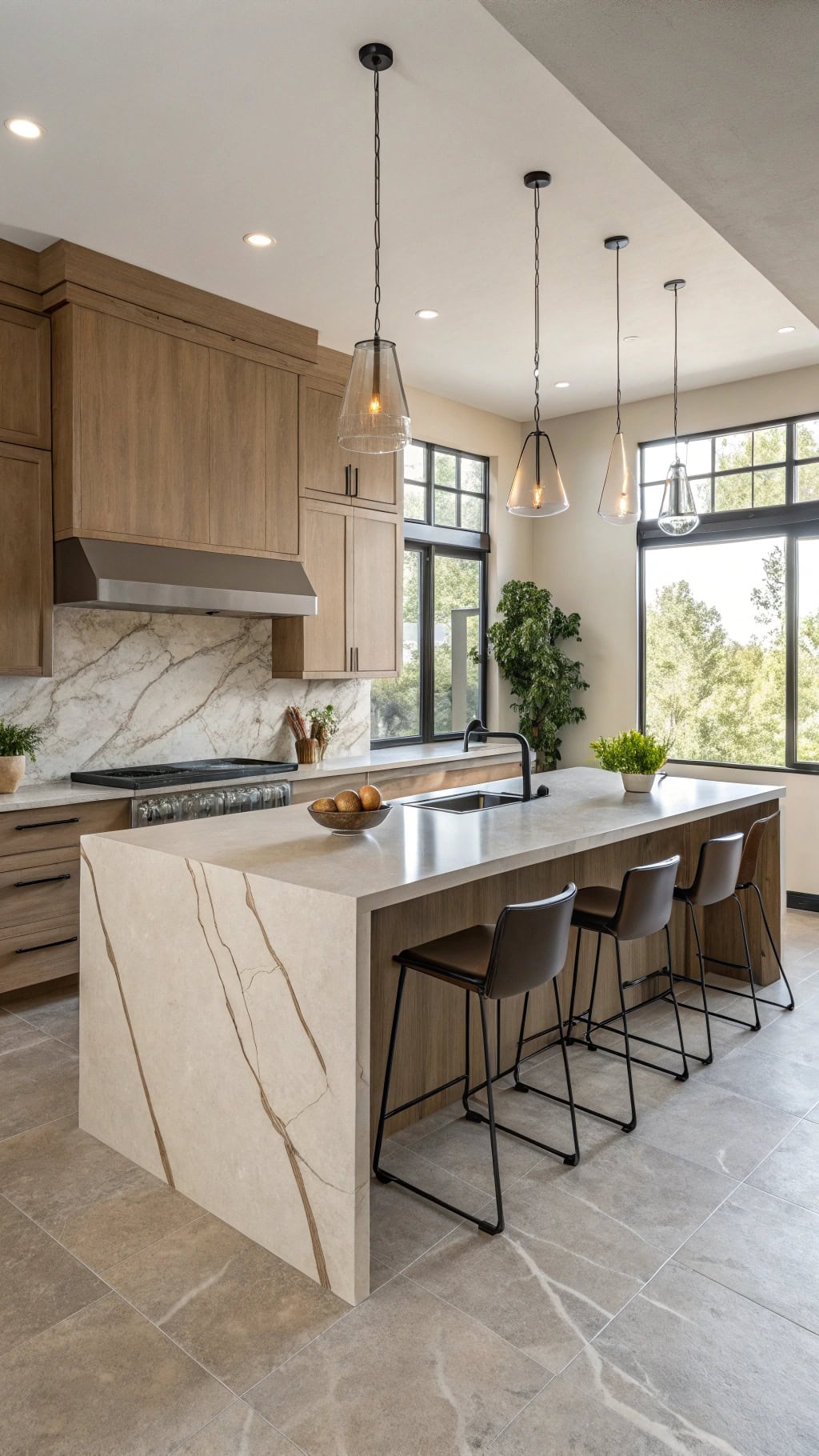 elegant waterfall countertop design