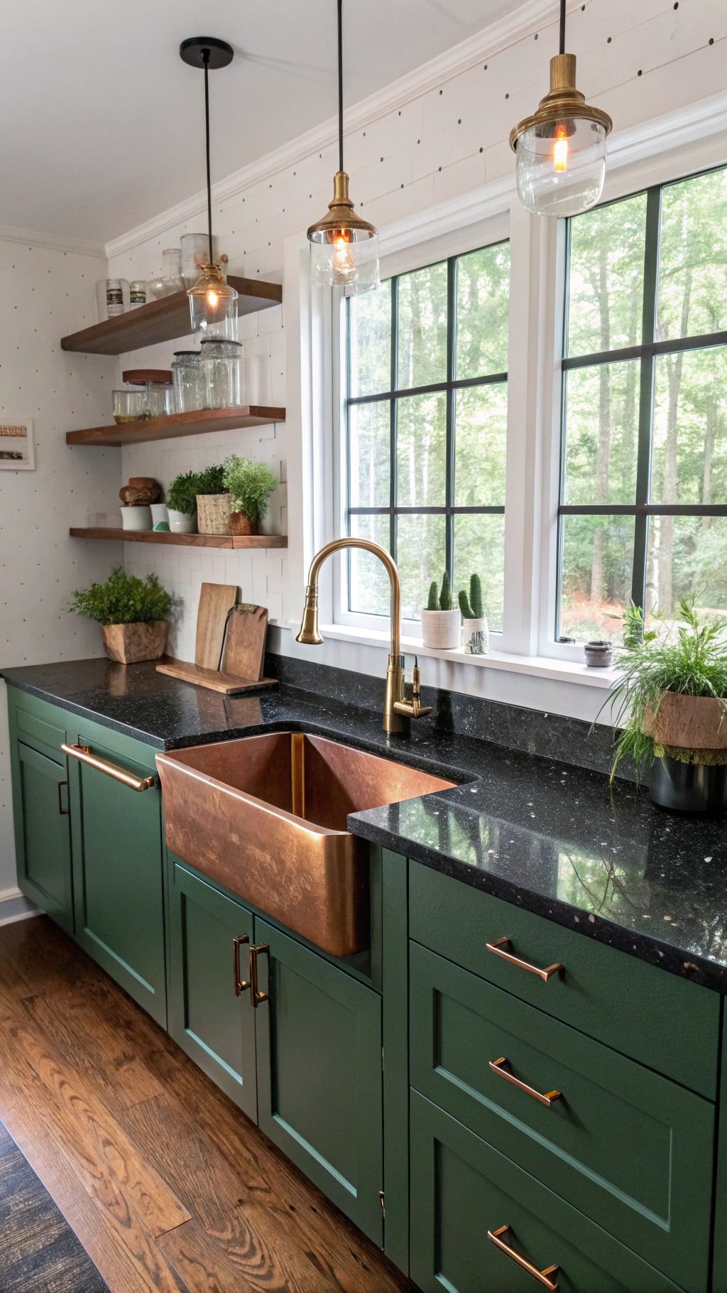emerald flecks warm accents