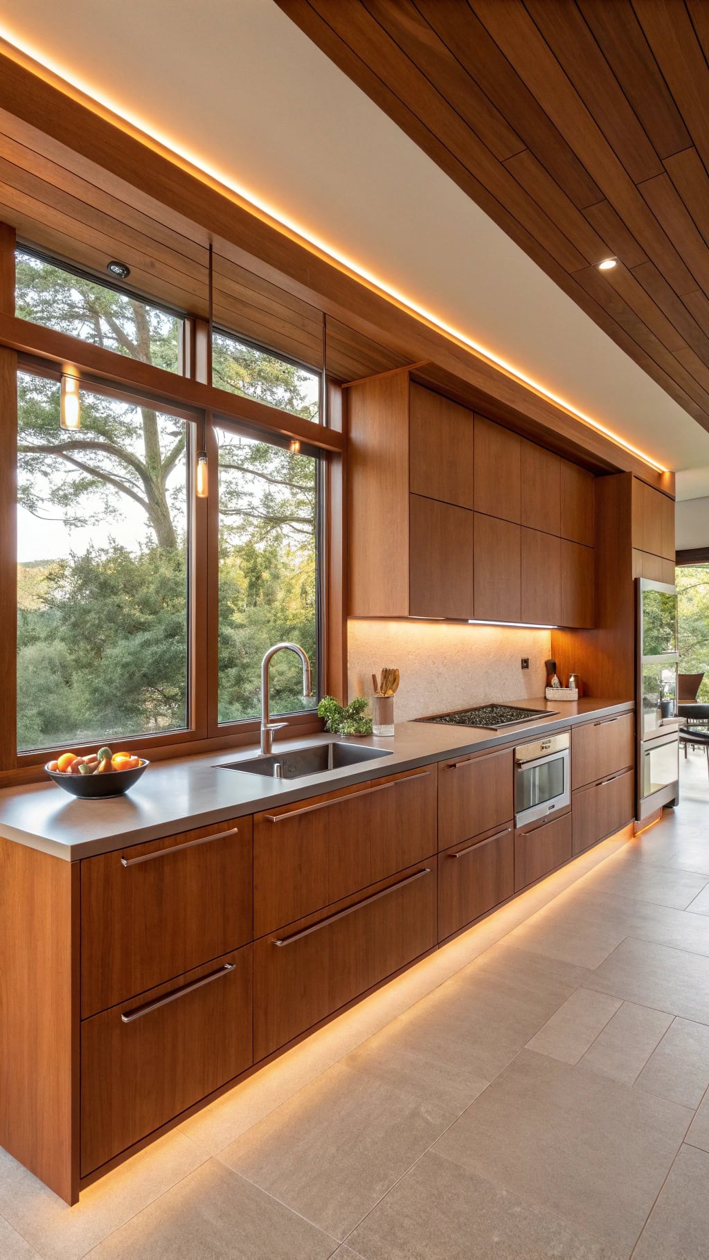floating cedar kitchen design