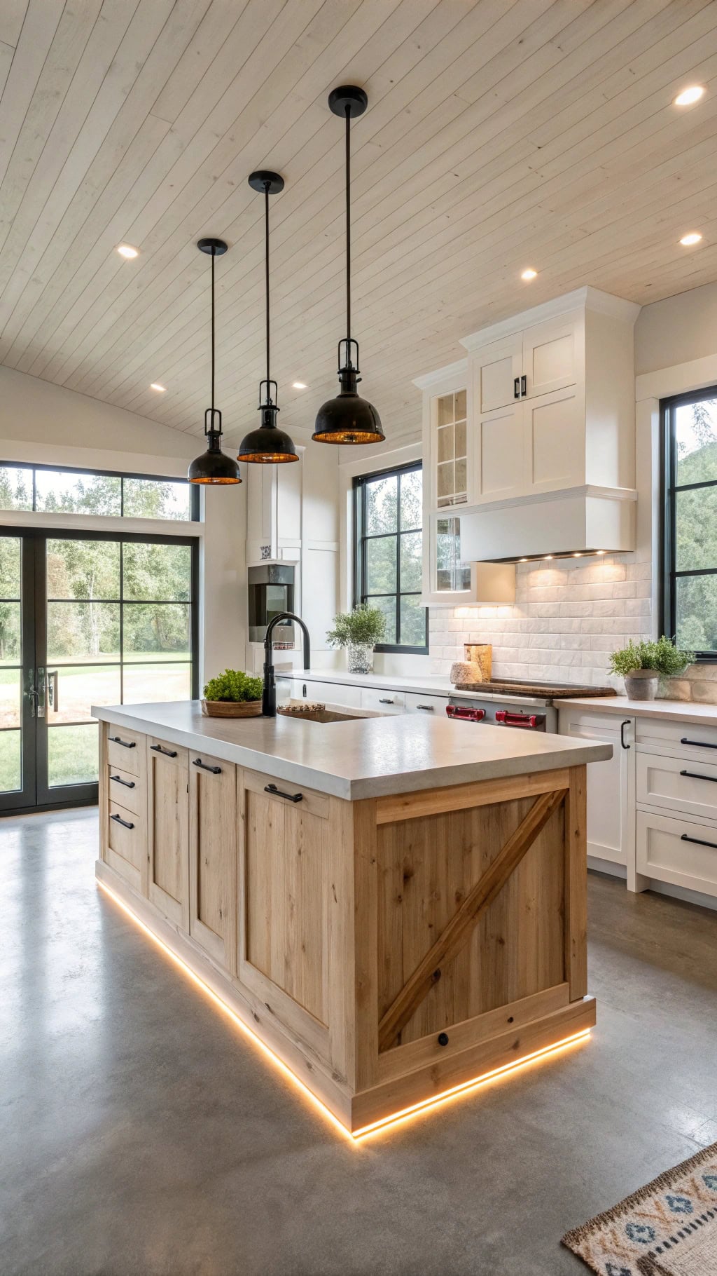 floating cedar kitchen island