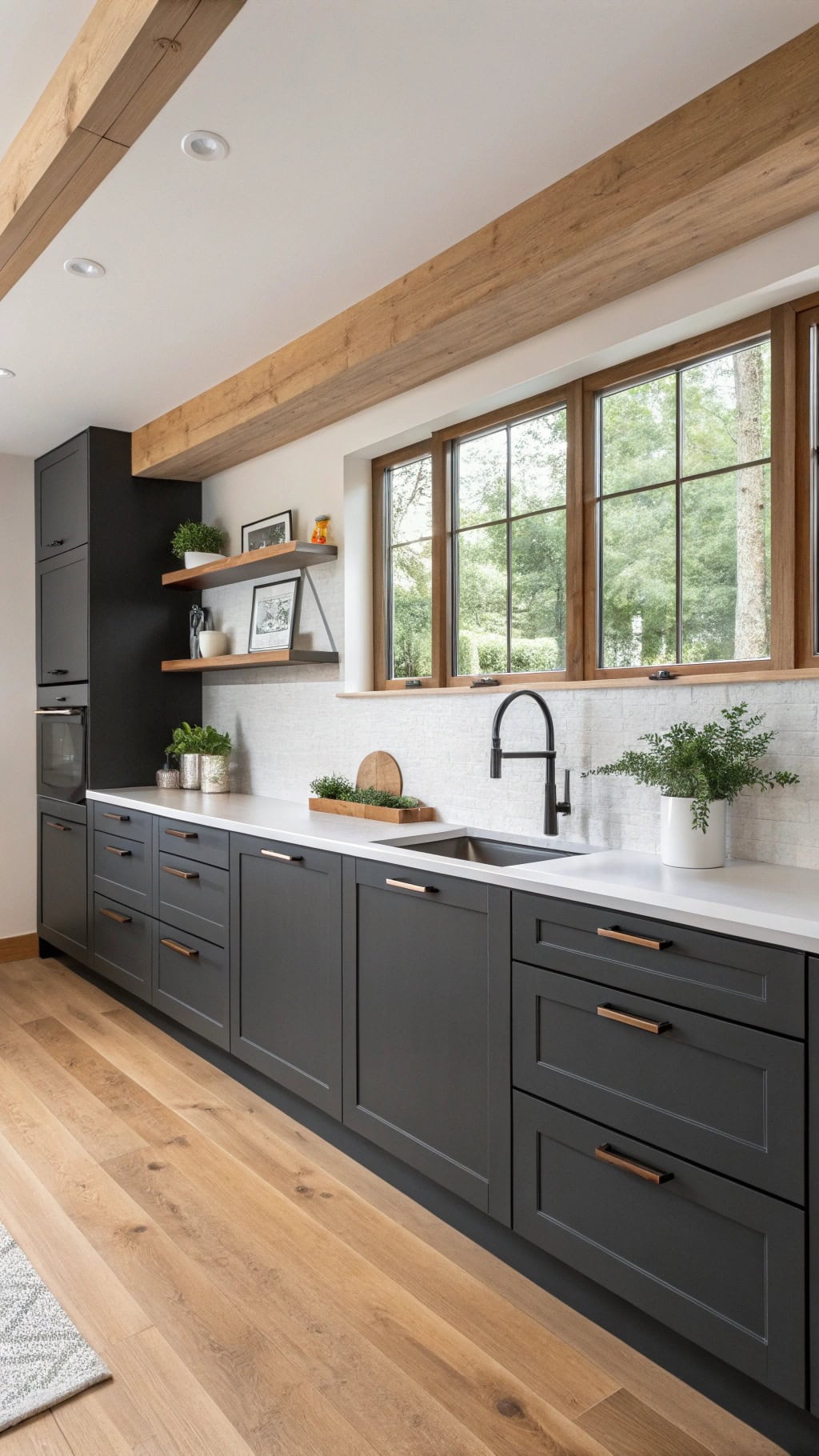 floating charcoal cabinet design