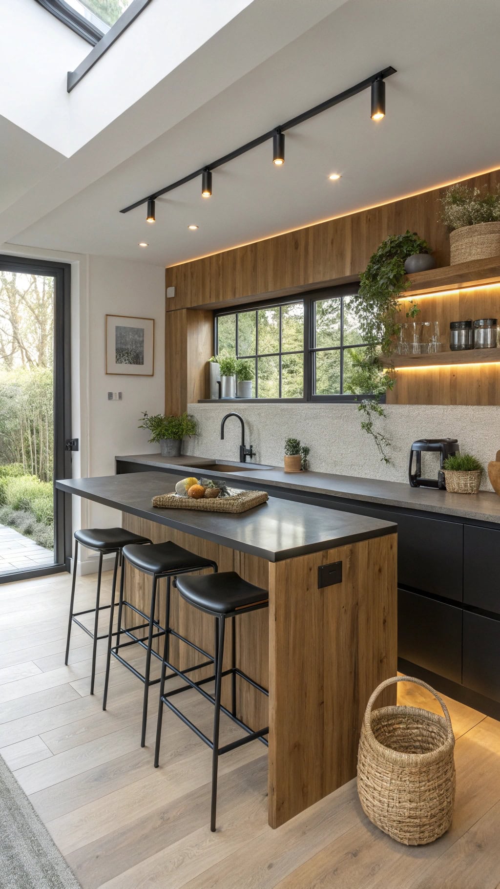 floating industrial breakfast bar