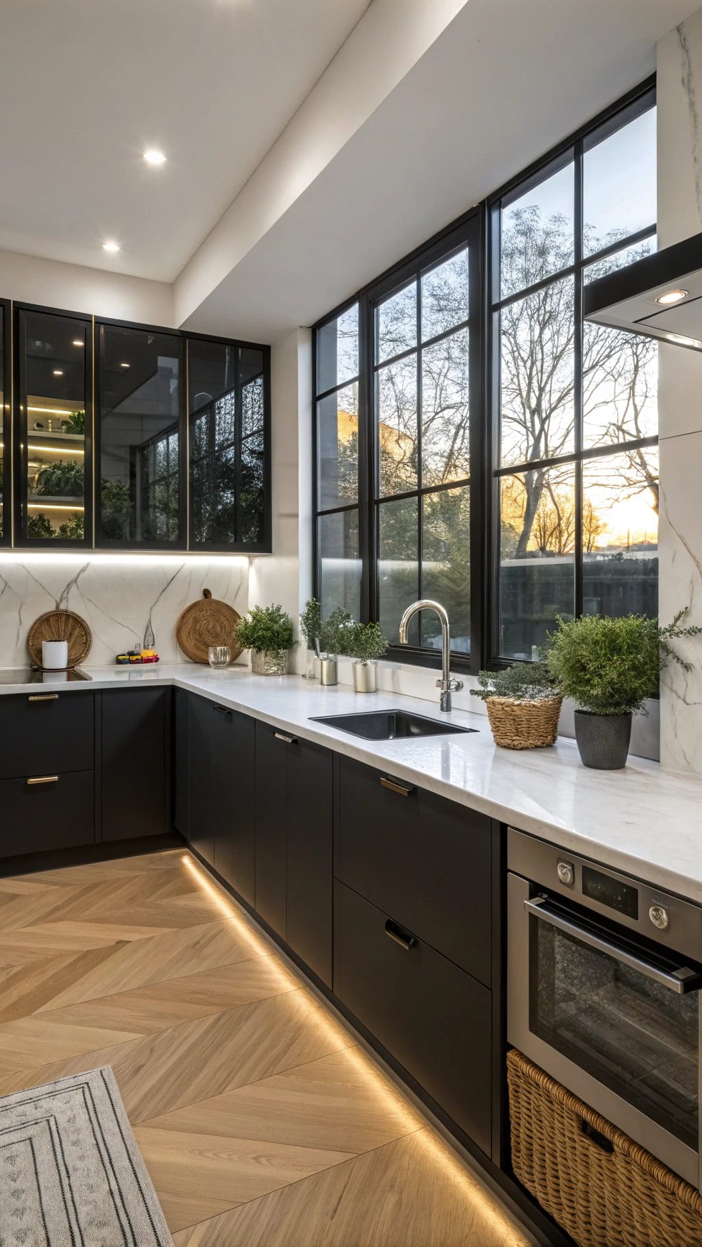 futuristic black glass kitchens