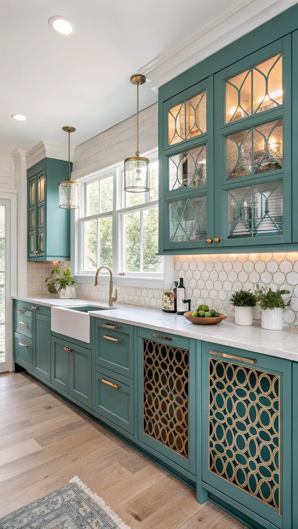 geometric cutouts for cabinets