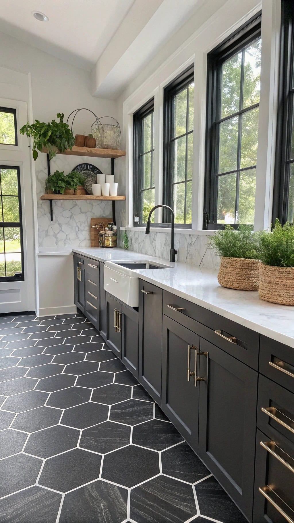 geometric matte black tiles
