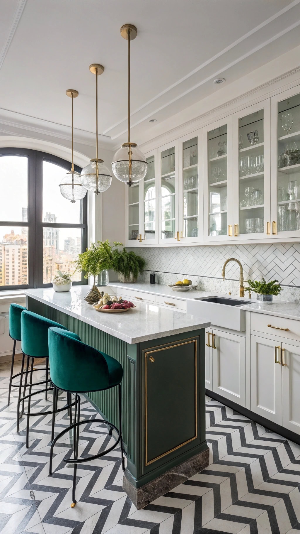 glamorous art deco kitchen accents