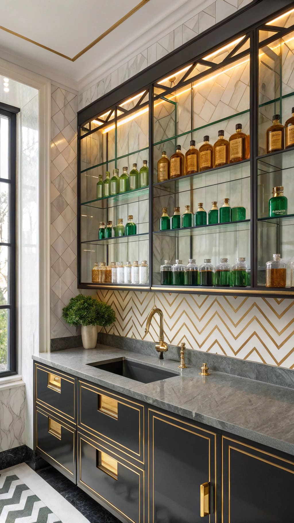 glamorous art deco shelving