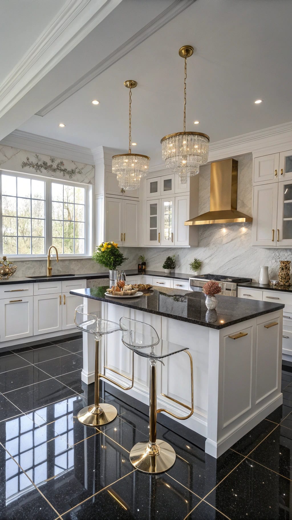 glamorous black granite flooring