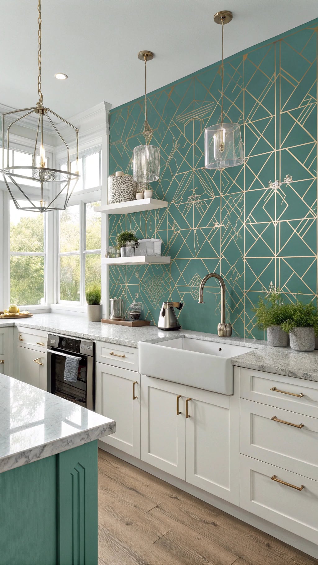 glamorous teal metallic wallpaper