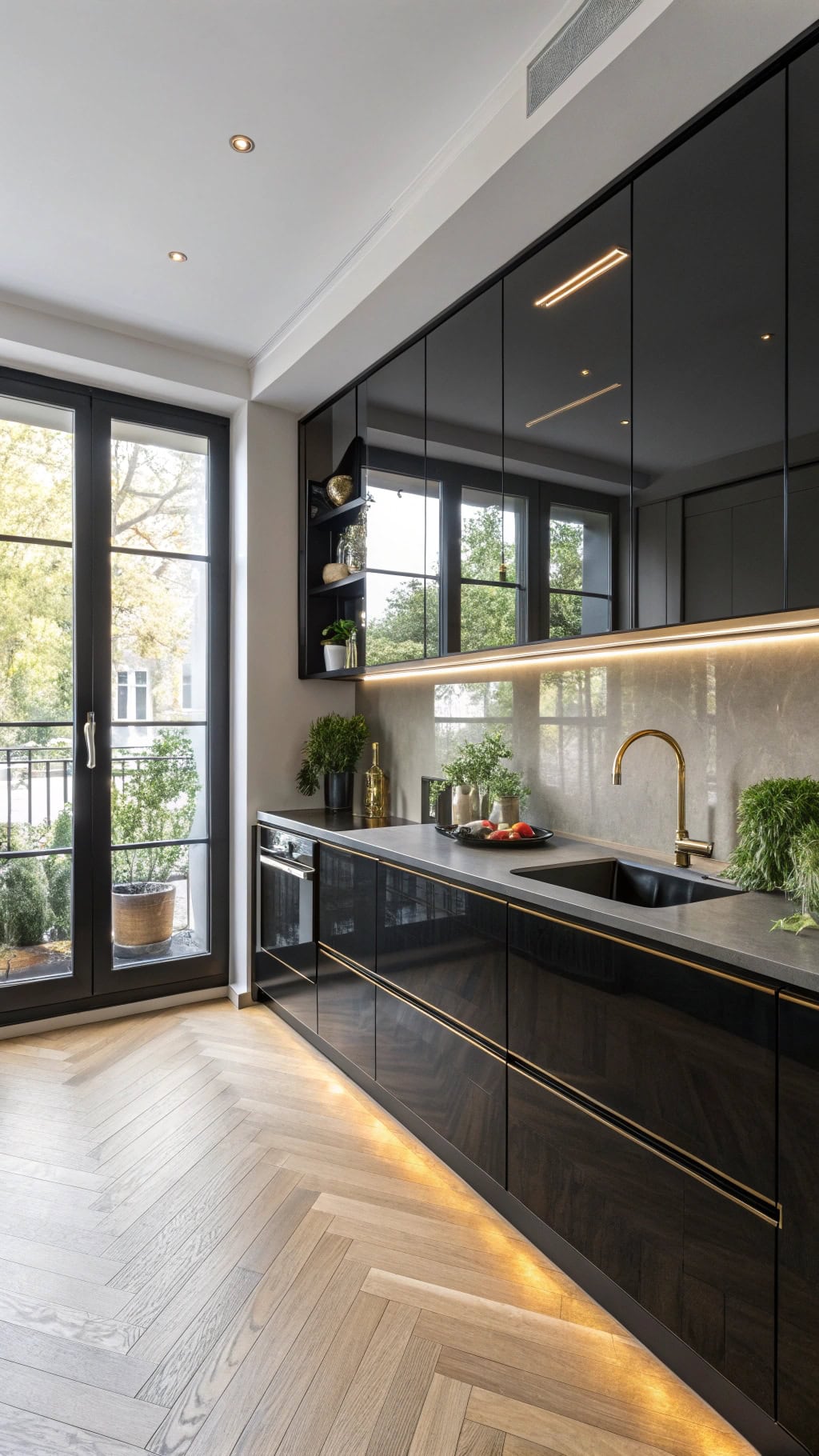glossy black cabinet elegance