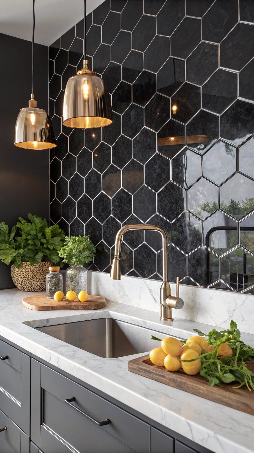 glossy hexagonal tile elegance