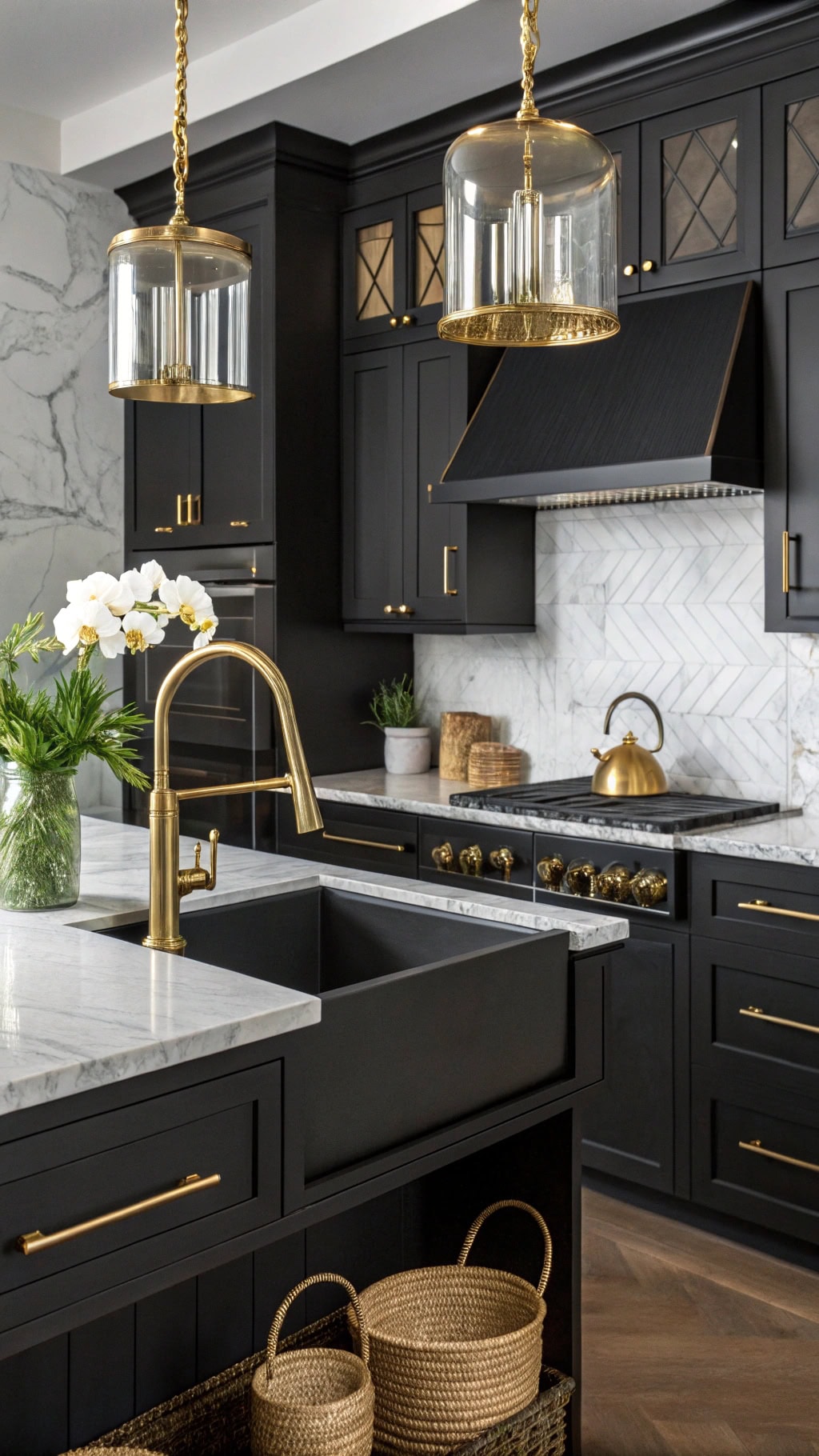 gold accents enhance elegance