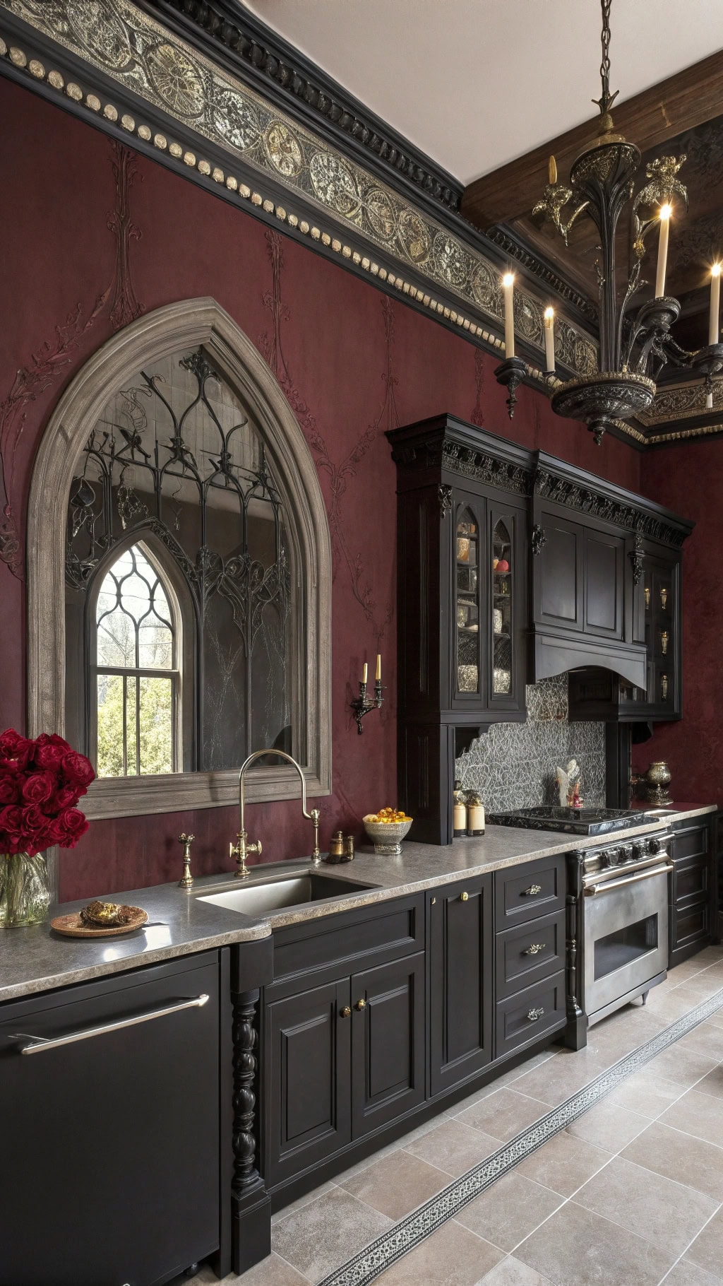 gothic elegance with black appliances