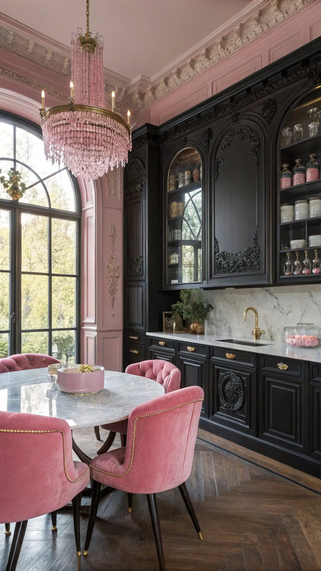 gothic pink kitchen elegance