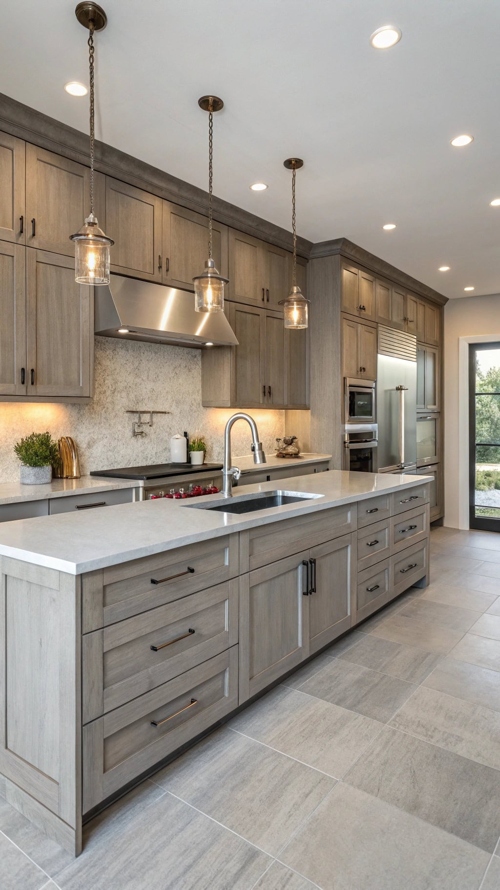 gray glazed minimalist kitchen design