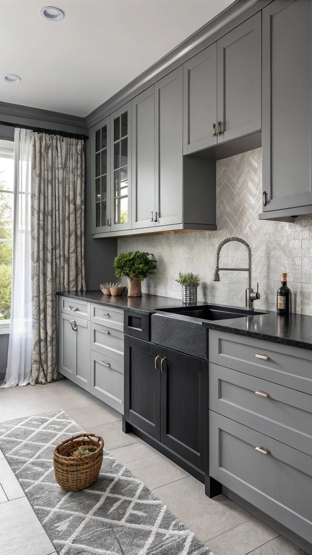 gunmetal hardware kitchen accents