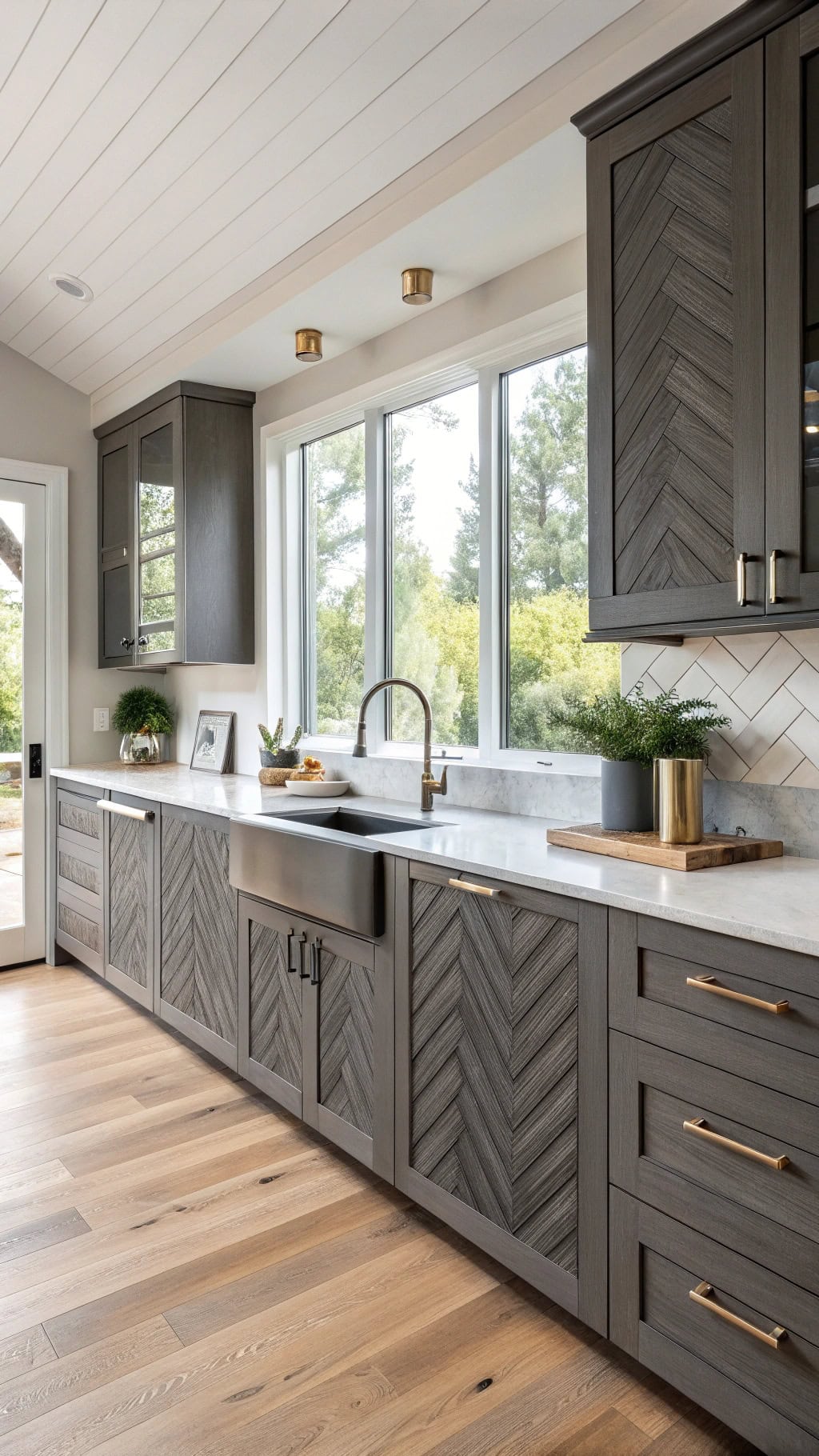 herringbone cabinet door elegance