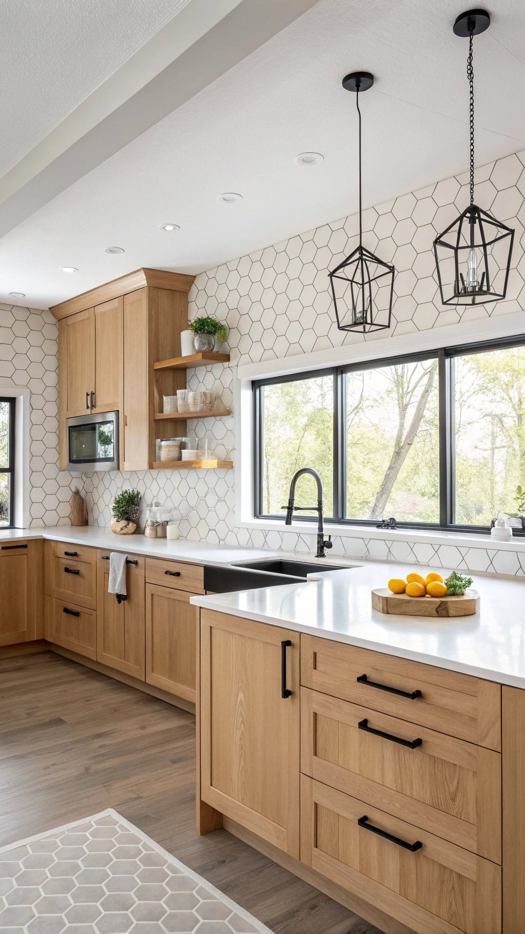 hexagonal maple kitchen design