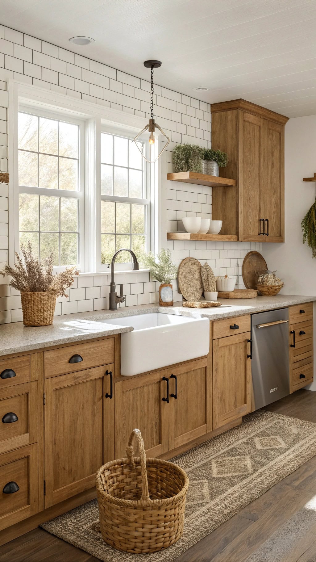 honey oak farmhouse kitchen