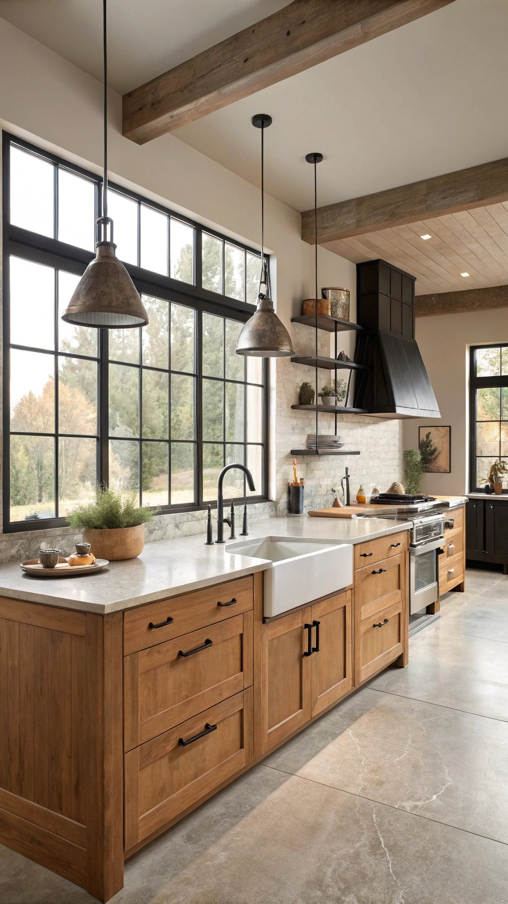 industrial chic beige concrete flooring