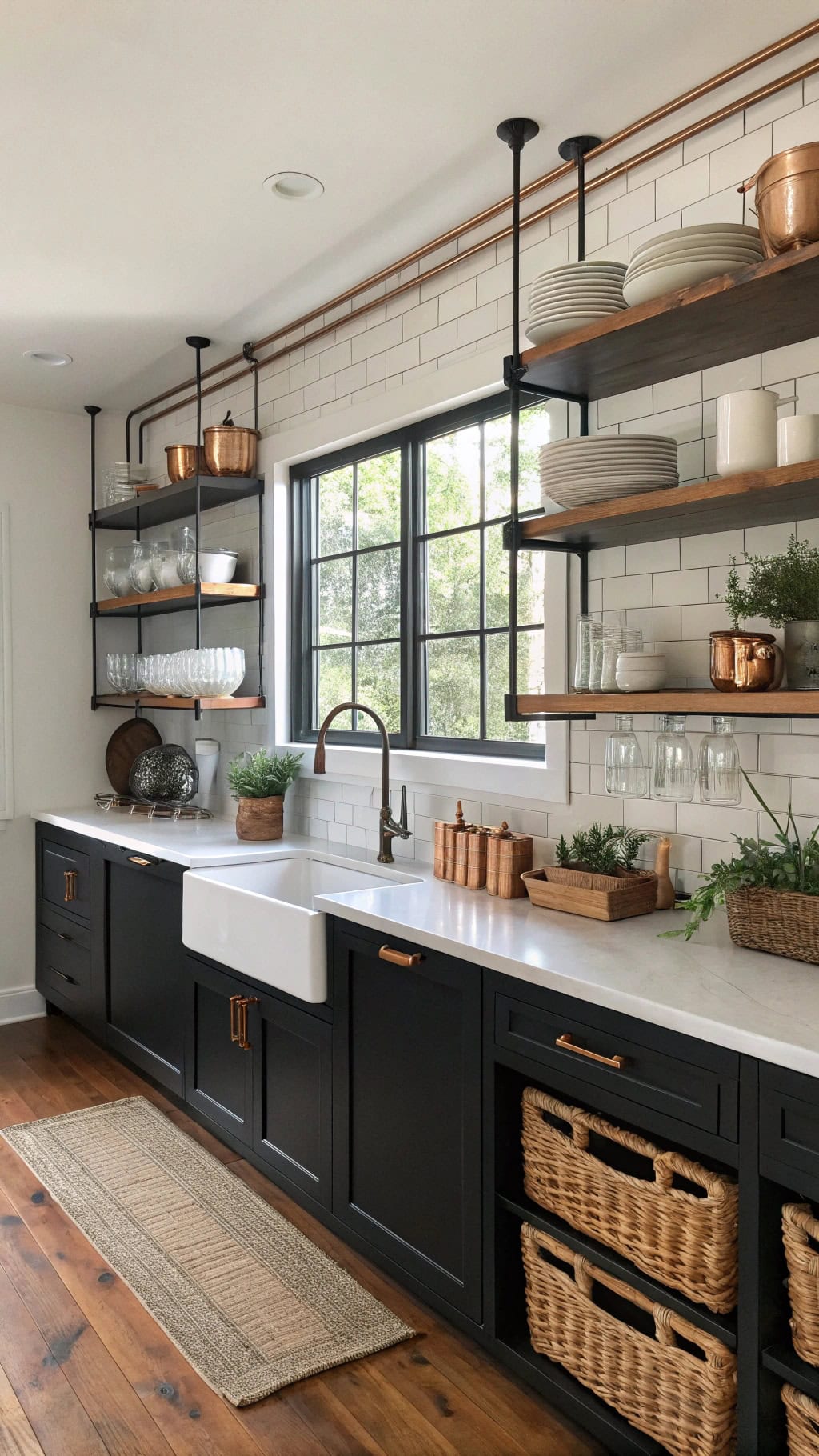 industrial chic black copper shelving