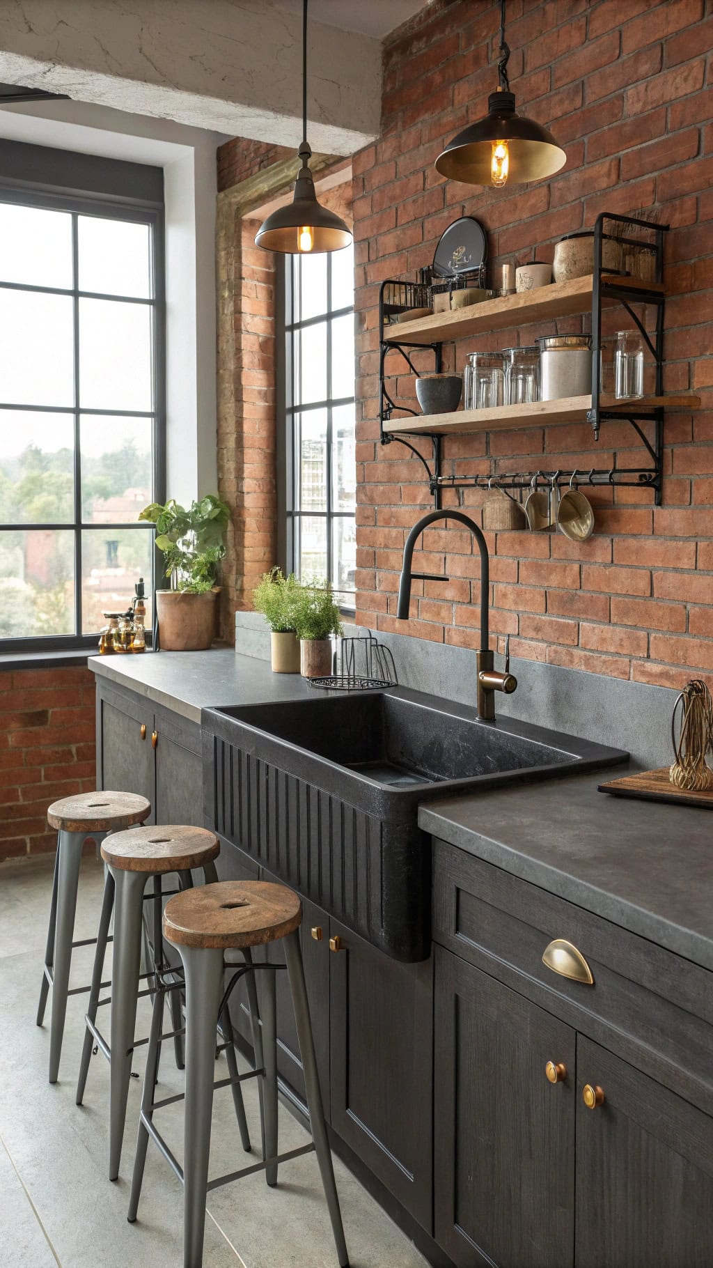 industrial chic kitchen sinks
