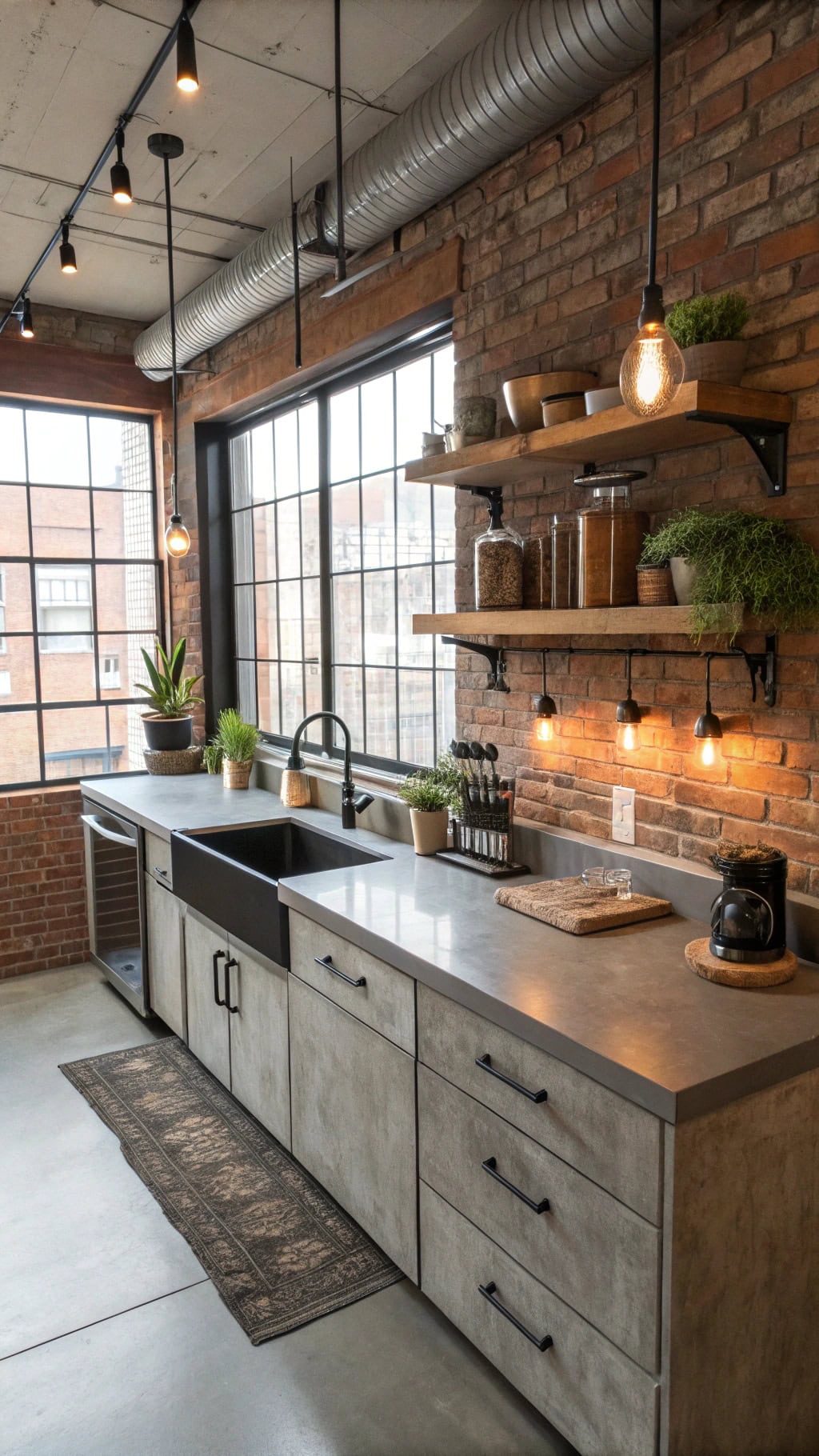 industrial chic loft kitchen design