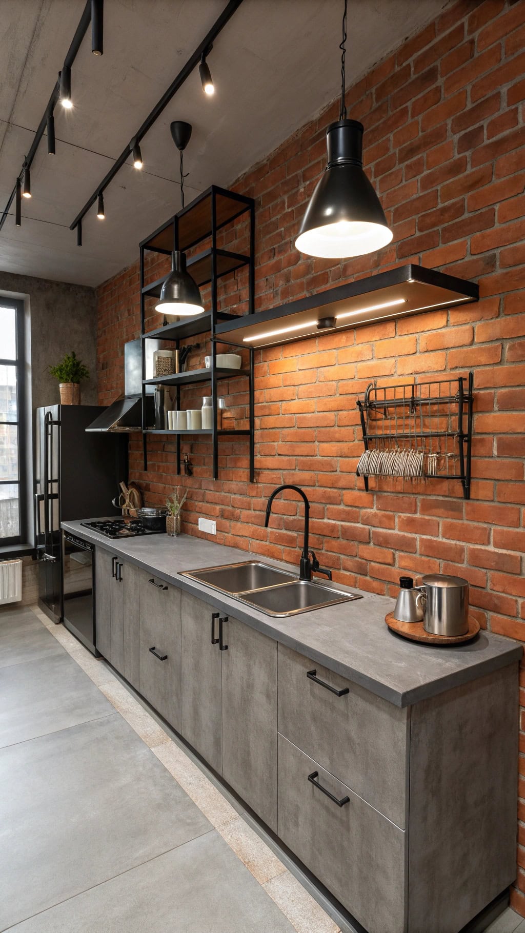 industrial chic studio kitchen