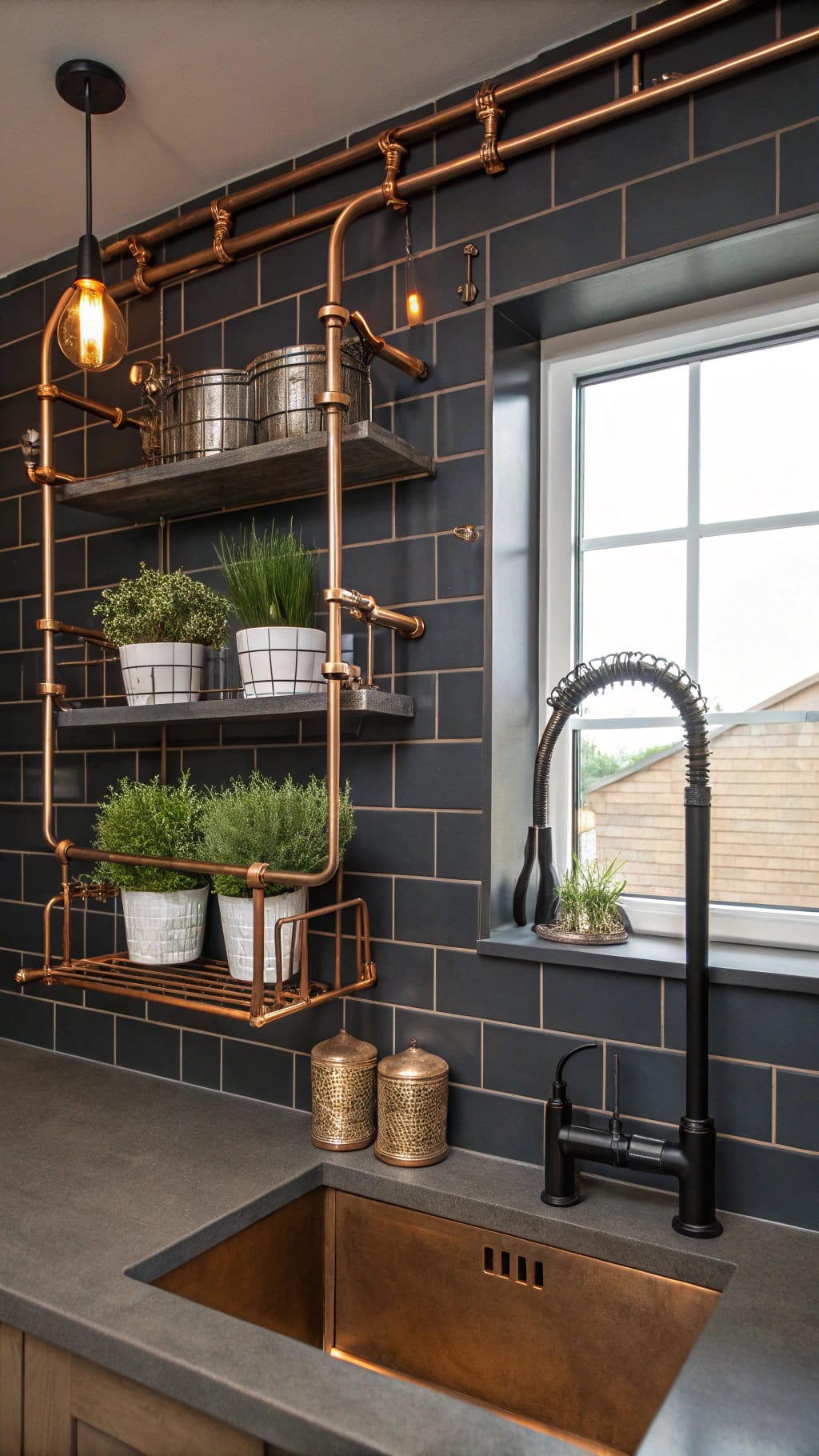 industrial copper pipe aesthetics