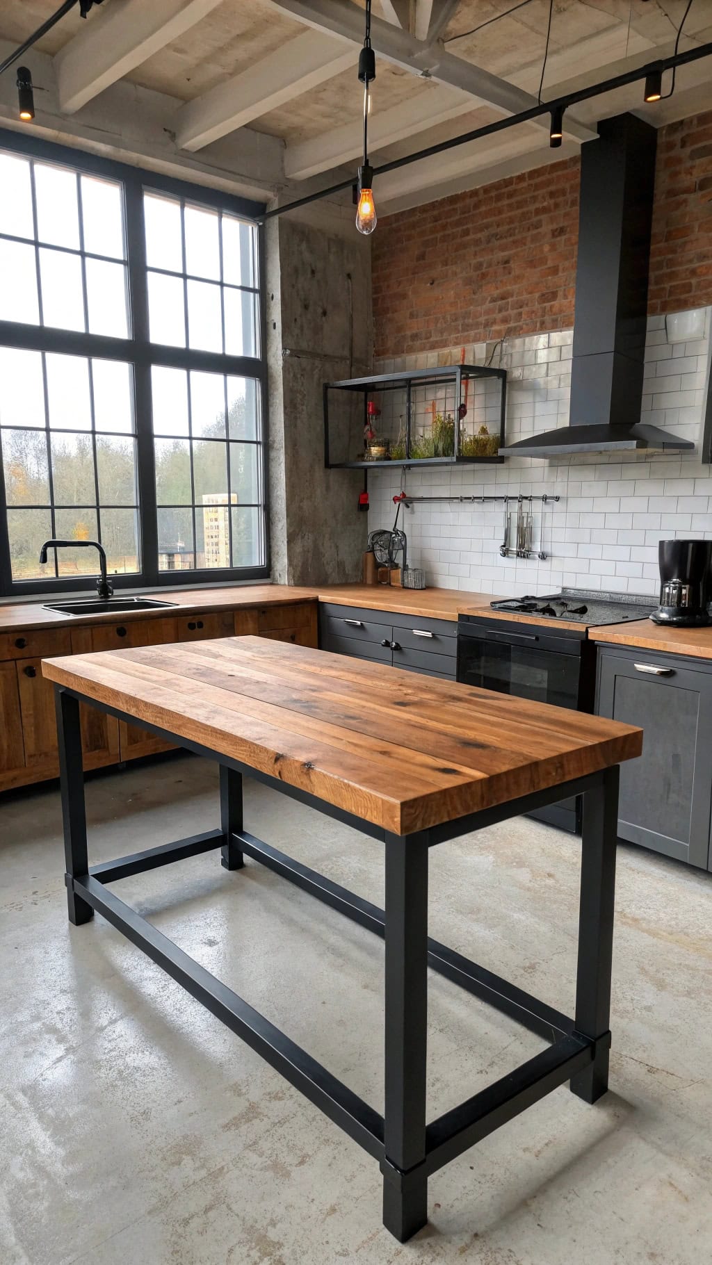 industrial teak counter table