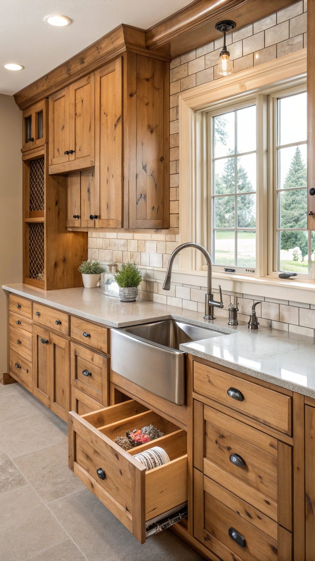 knotty alder under sink storage