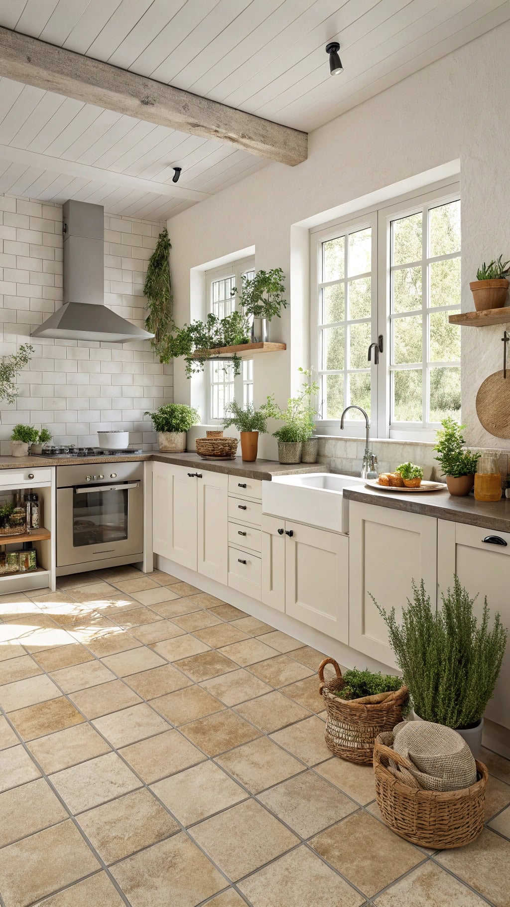 large tiles spacious kitchen