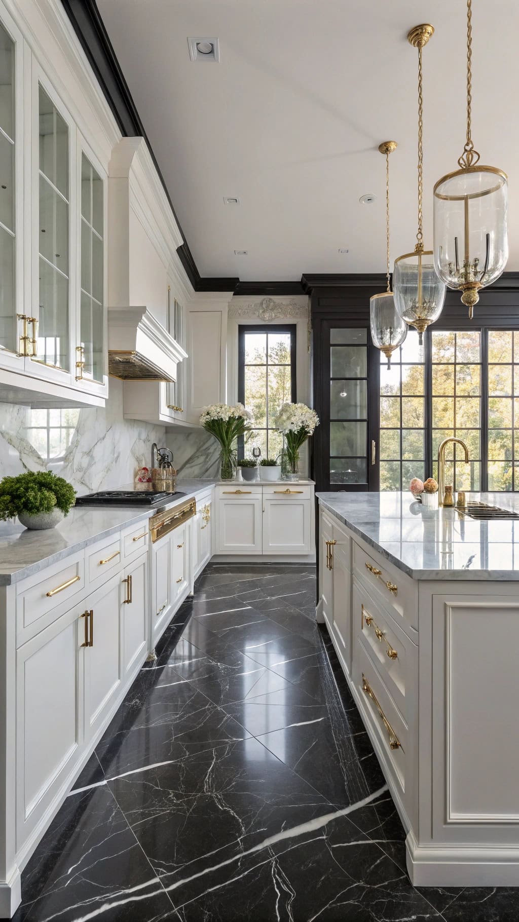 luxurious black marble flooring